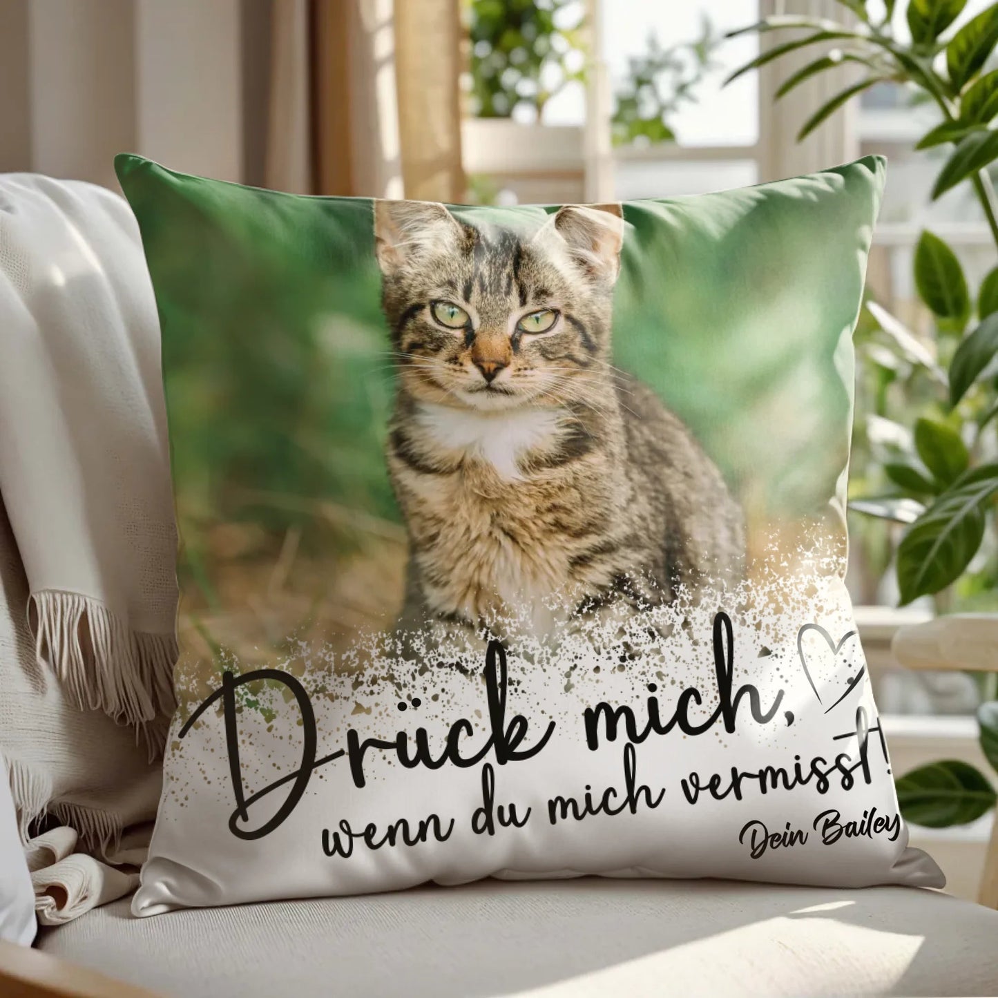 Personalisiertes Kissen - "Drück mich mit Foto" - LeinwandGlück