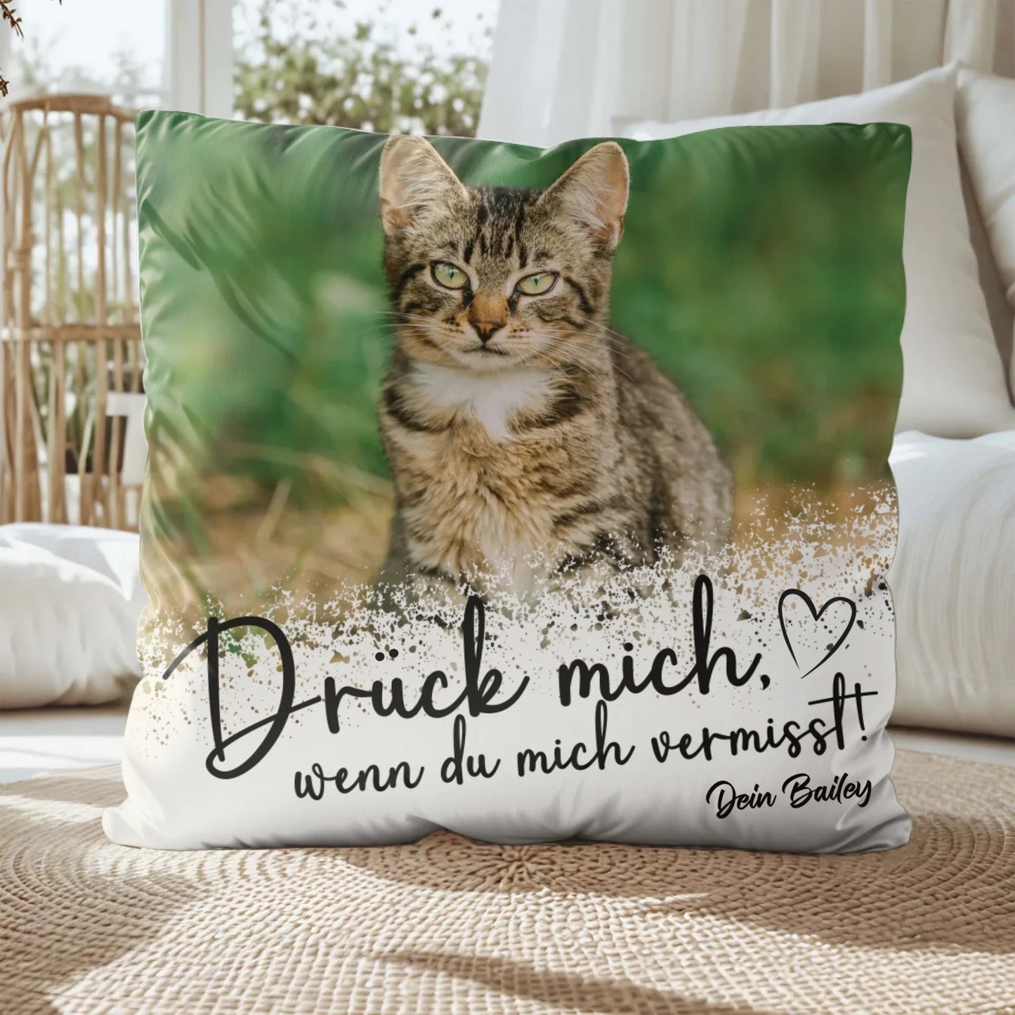 Personalisiertes Kissen - "Drück mich mit Foto" - LeinwandGlück