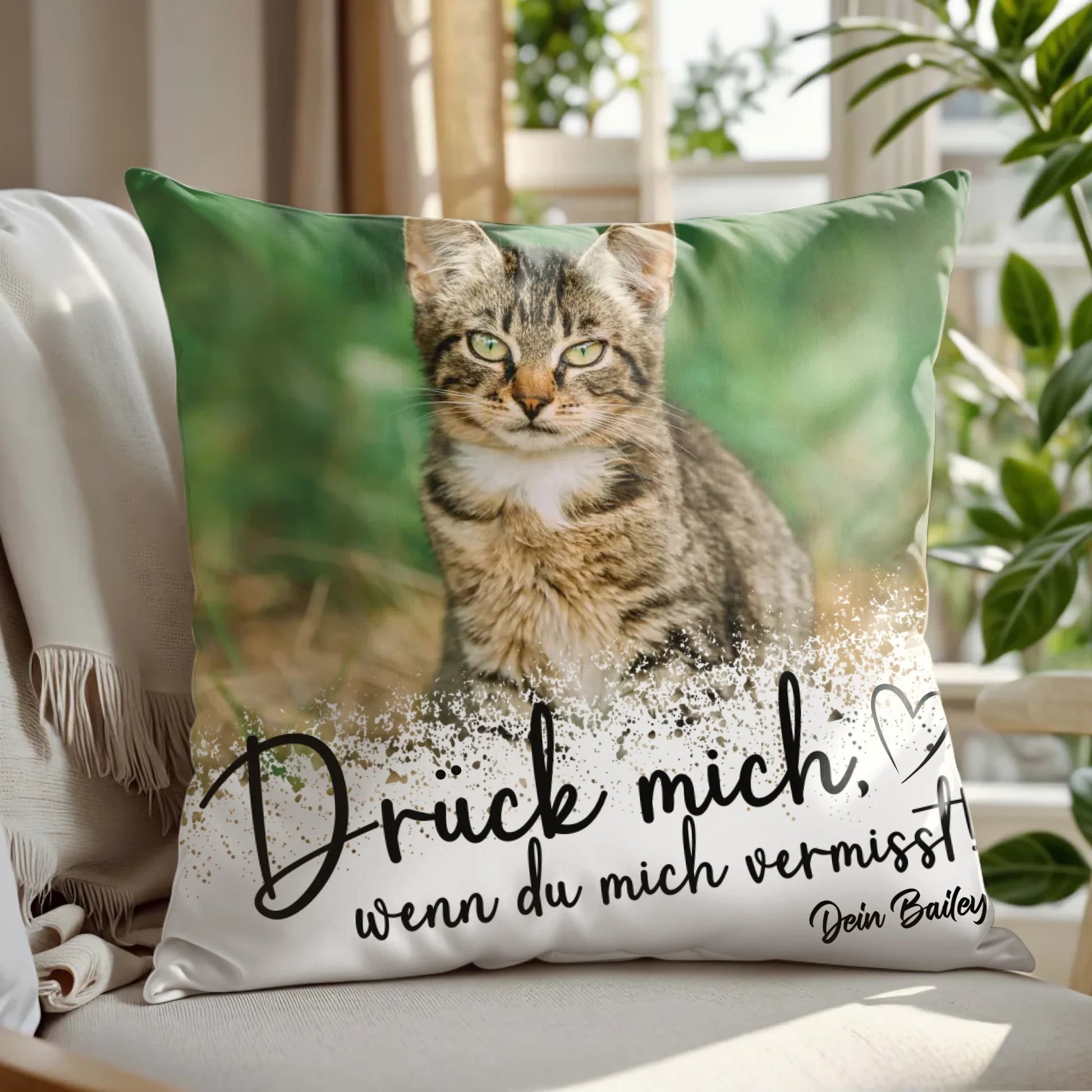 Personalisiertes Kissen - "Drück mich mit Foto" - LeinwandGlück