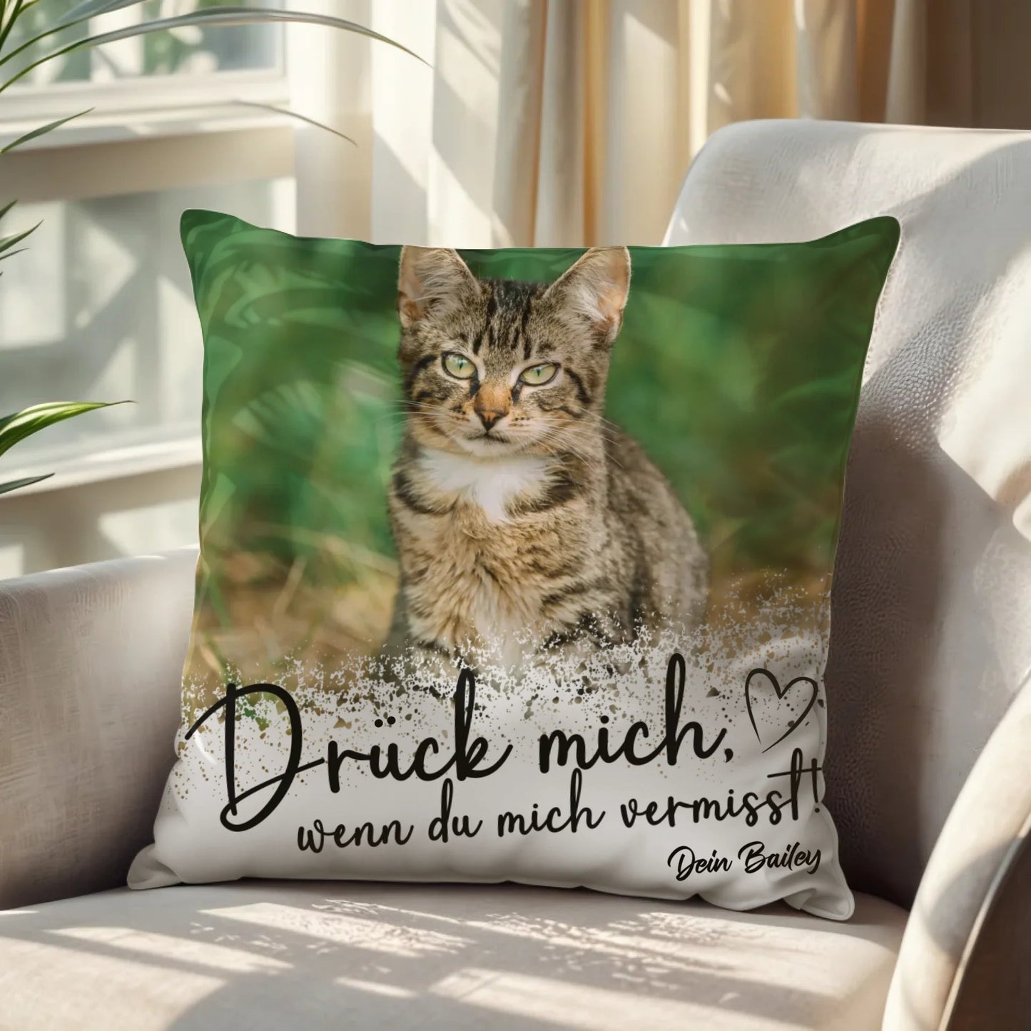 Personalisiertes Kissen - "Drück mich mit Foto" - LeinwandGlück