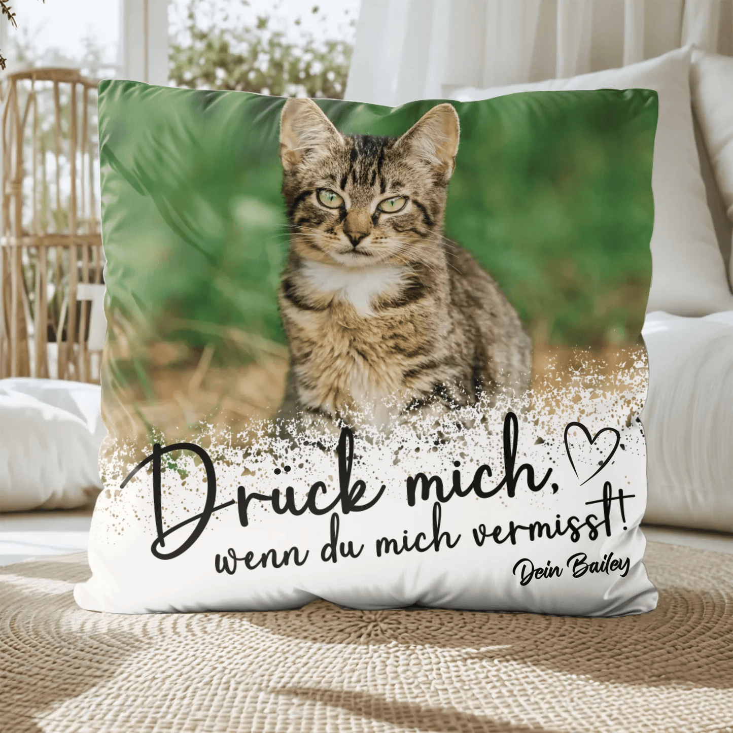 Personalisiertes Kissen - "Drück mich mit Foto" - LeinwandGlück