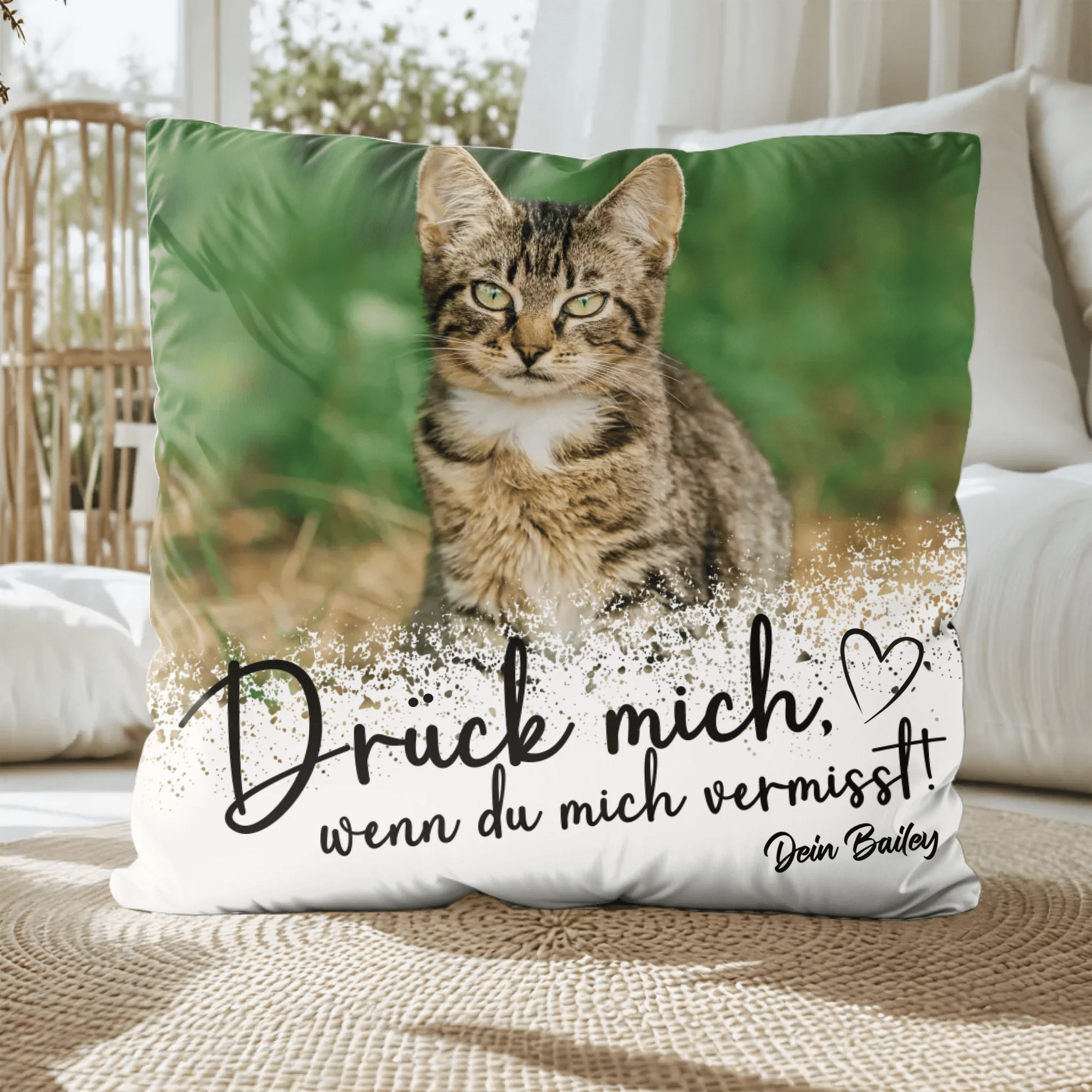 Personalisiertes Kissen - "Drück mich mit Foto" - LeinwandGlück
