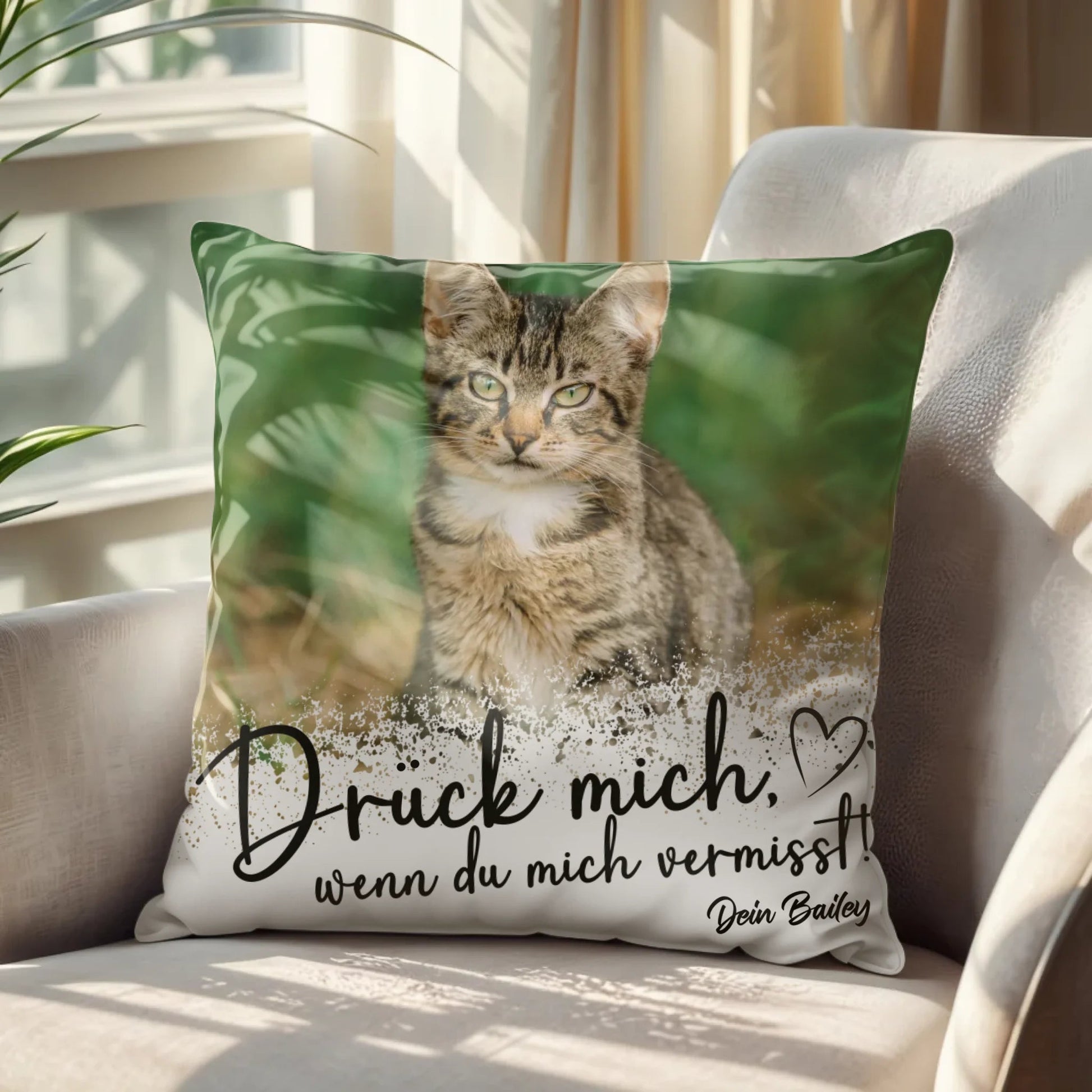 Personalisiertes Kissen - "Drück mich mit Foto" - LeinwandGlück