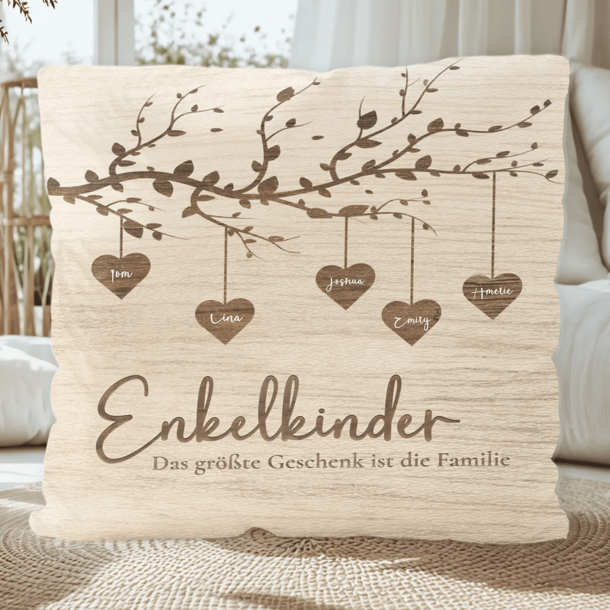 Personalisiertes Kissen - "Enkelkinder" - LeinwandGlück
