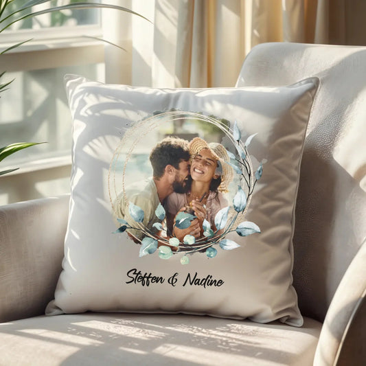 Personalisiertes Kissen - "Eukalyptus" - LeinwandGlück