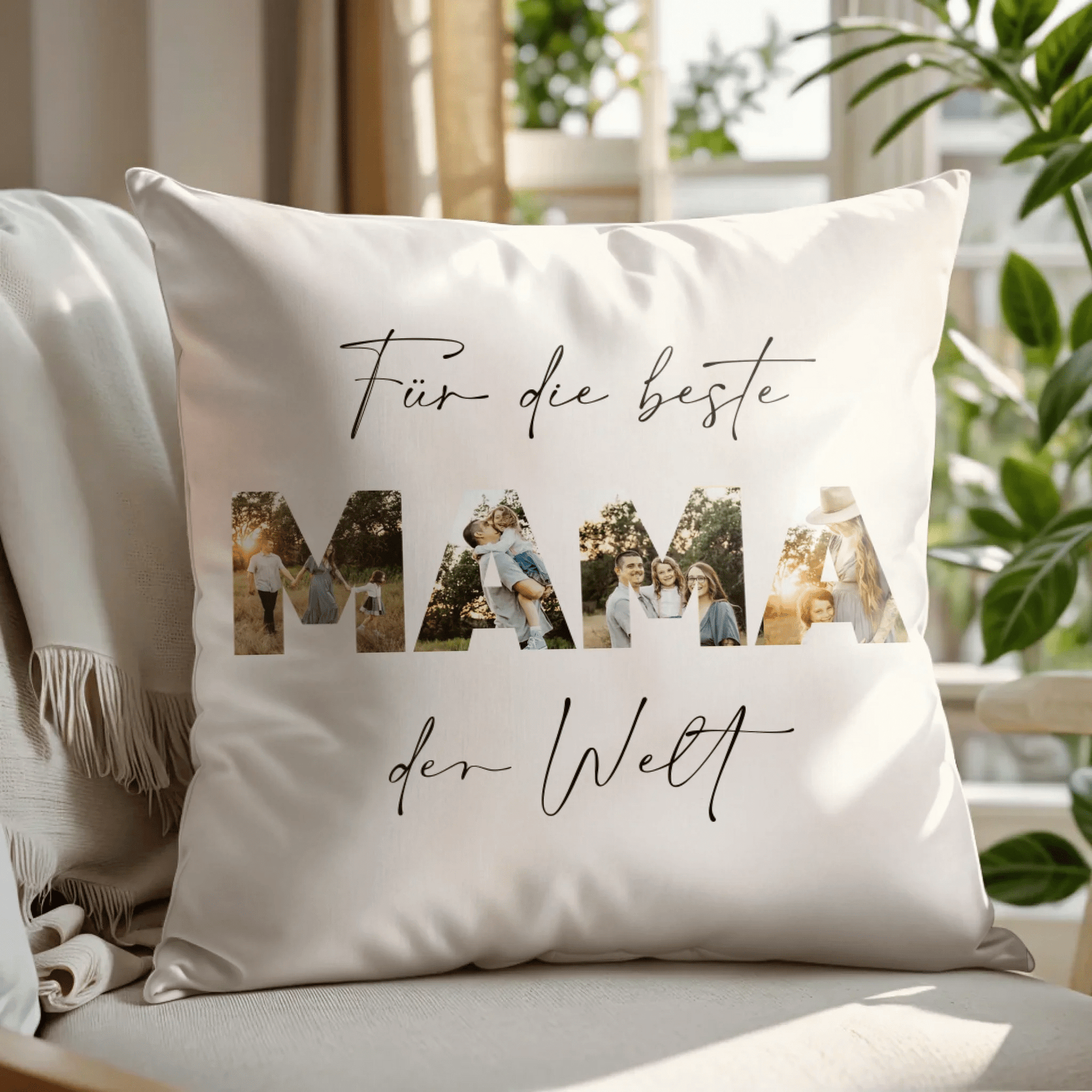 Personalisiertes Kissen - "Für die beste Mama | Foto" - LeinwandGlück