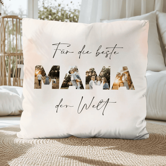 Personalisiertes Kissen - "Für die beste Mama | Foto" - LeinwandGlück