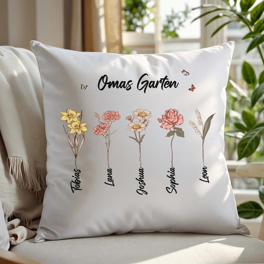 Personalisiertes Kissen - "Omas Garten" - Geschenk für Oma