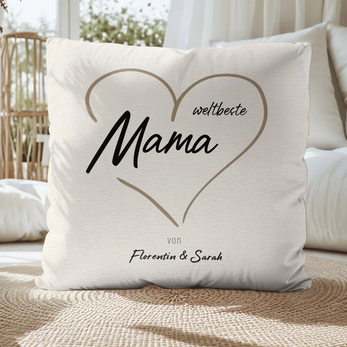 Personalisiertes Kissen - "Weltbeste Mama" - LeinwandGlück