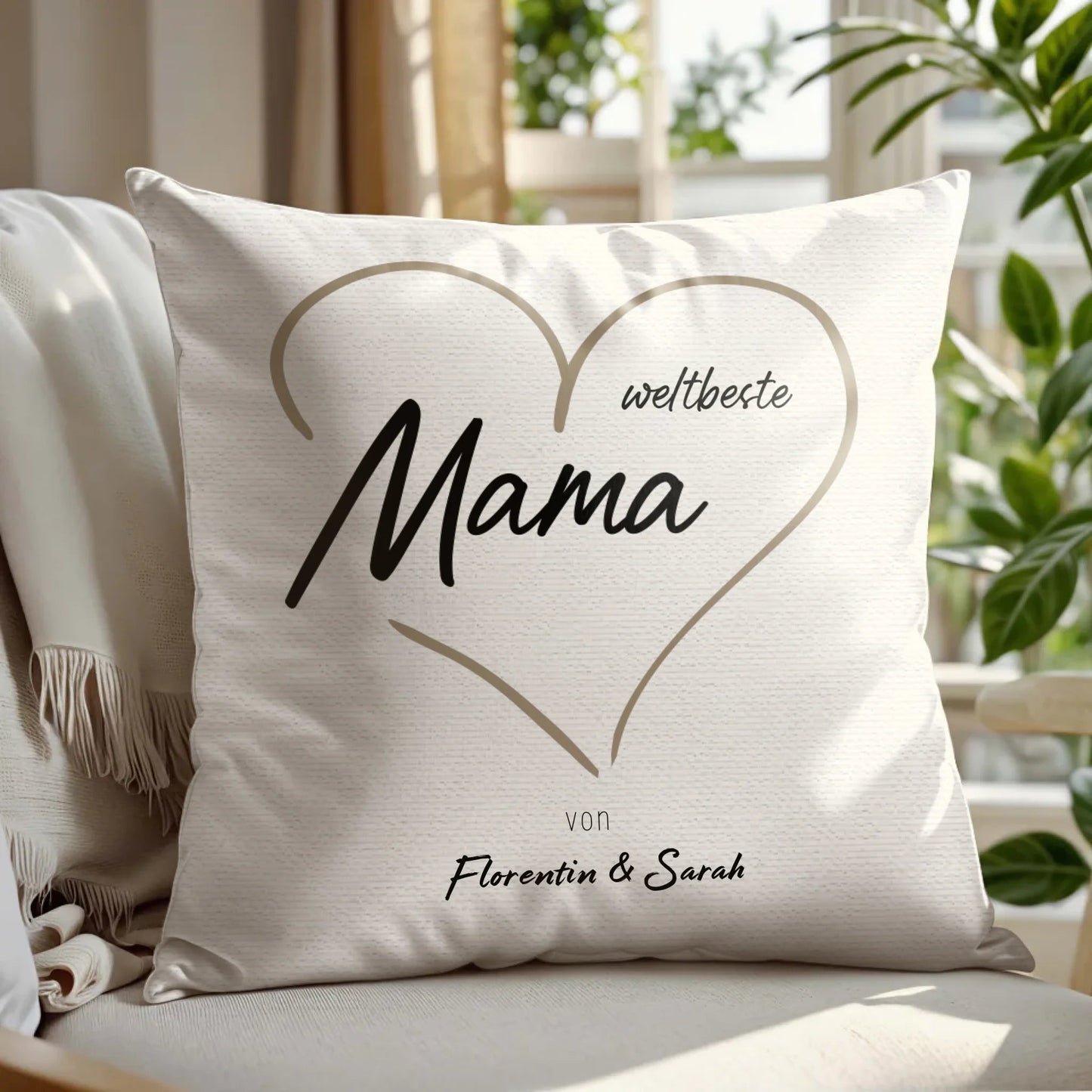 Personalisiertes Kissen - "Weltbeste Mama" - LeinwandGlück