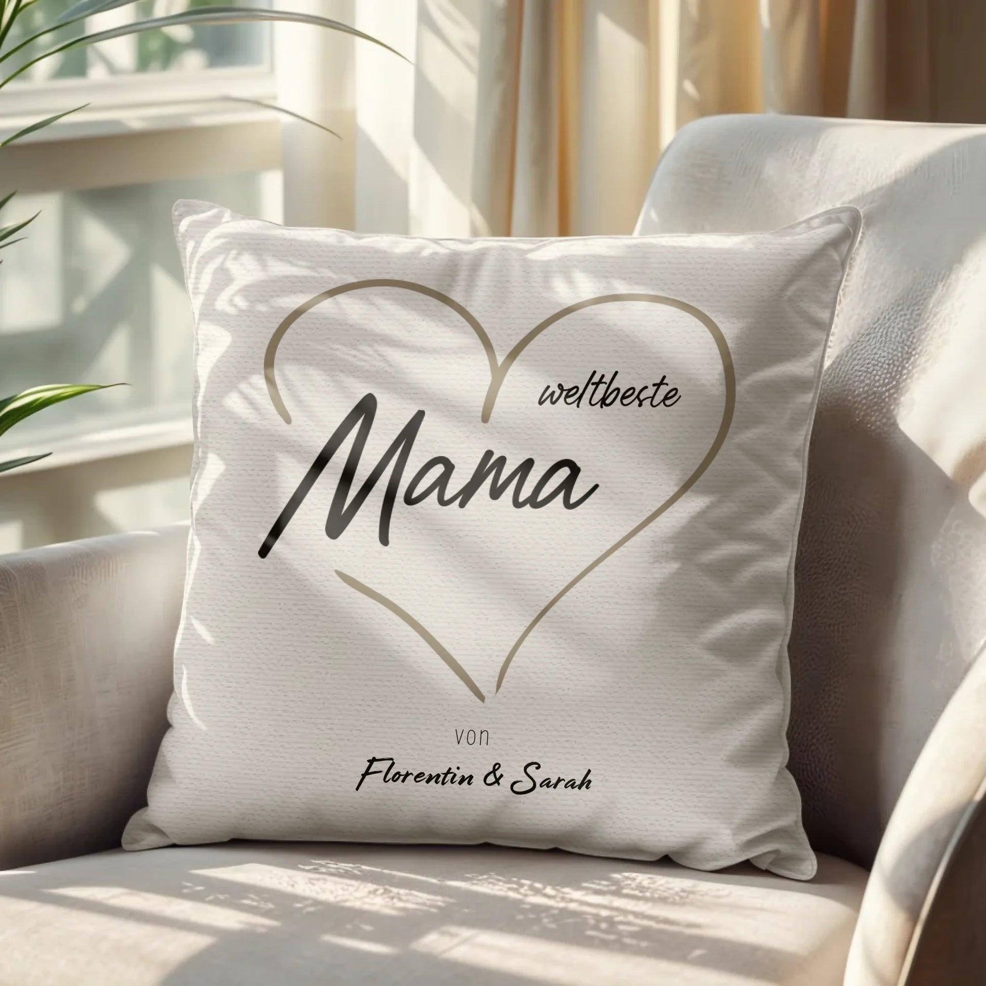 Personalisiertes Kissen - "Weltbeste Mama" - LeinwandGlück