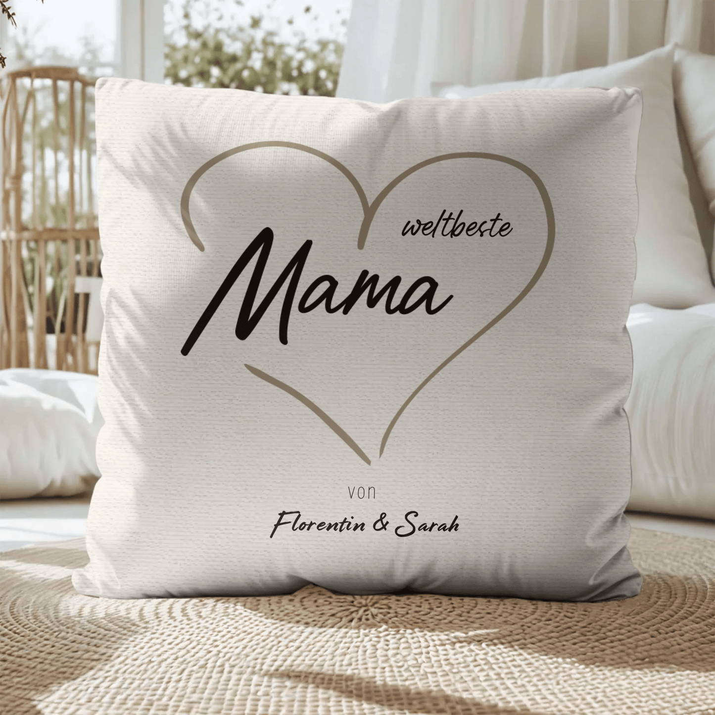 Personalisiertes Kissen - "Weltbeste Mama" - LeinwandGlück