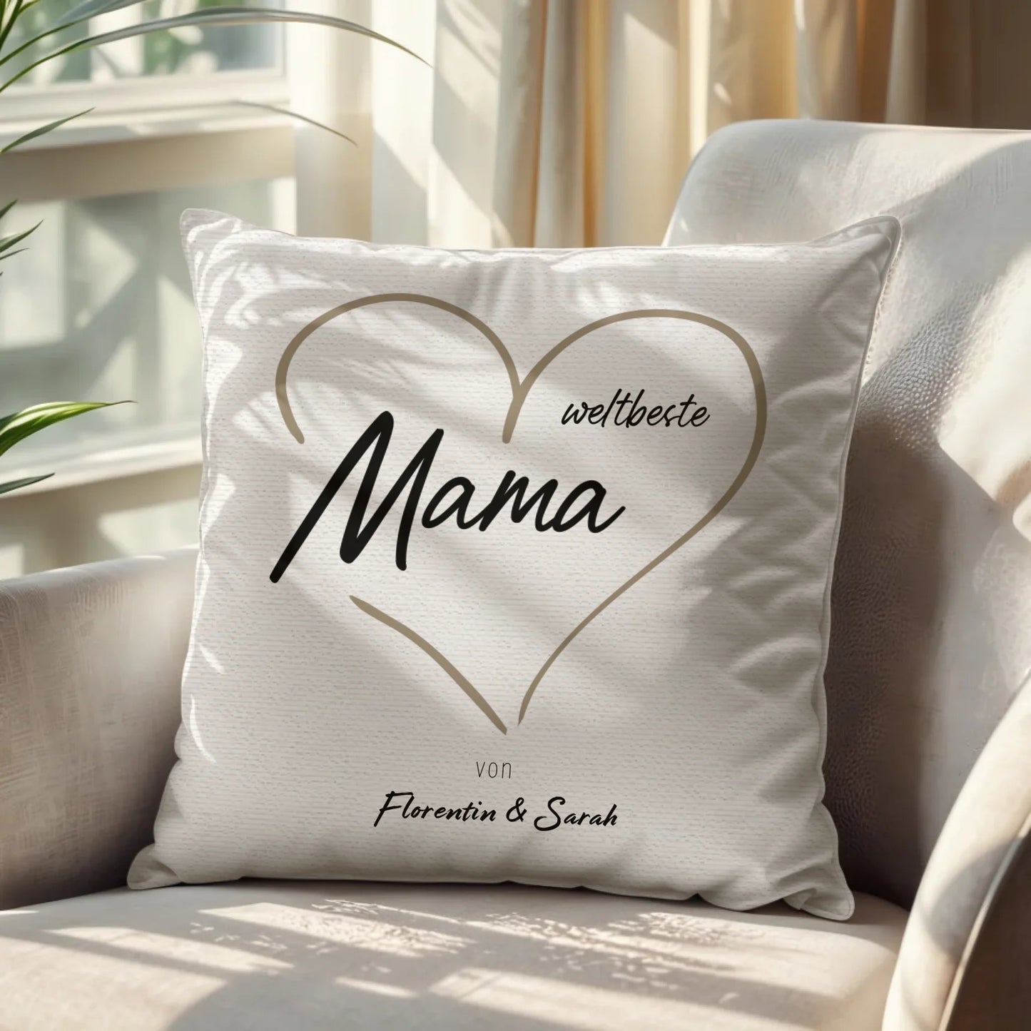 Personalisiertes Kissen - "Weltbeste Mama" - LeinwandGlück