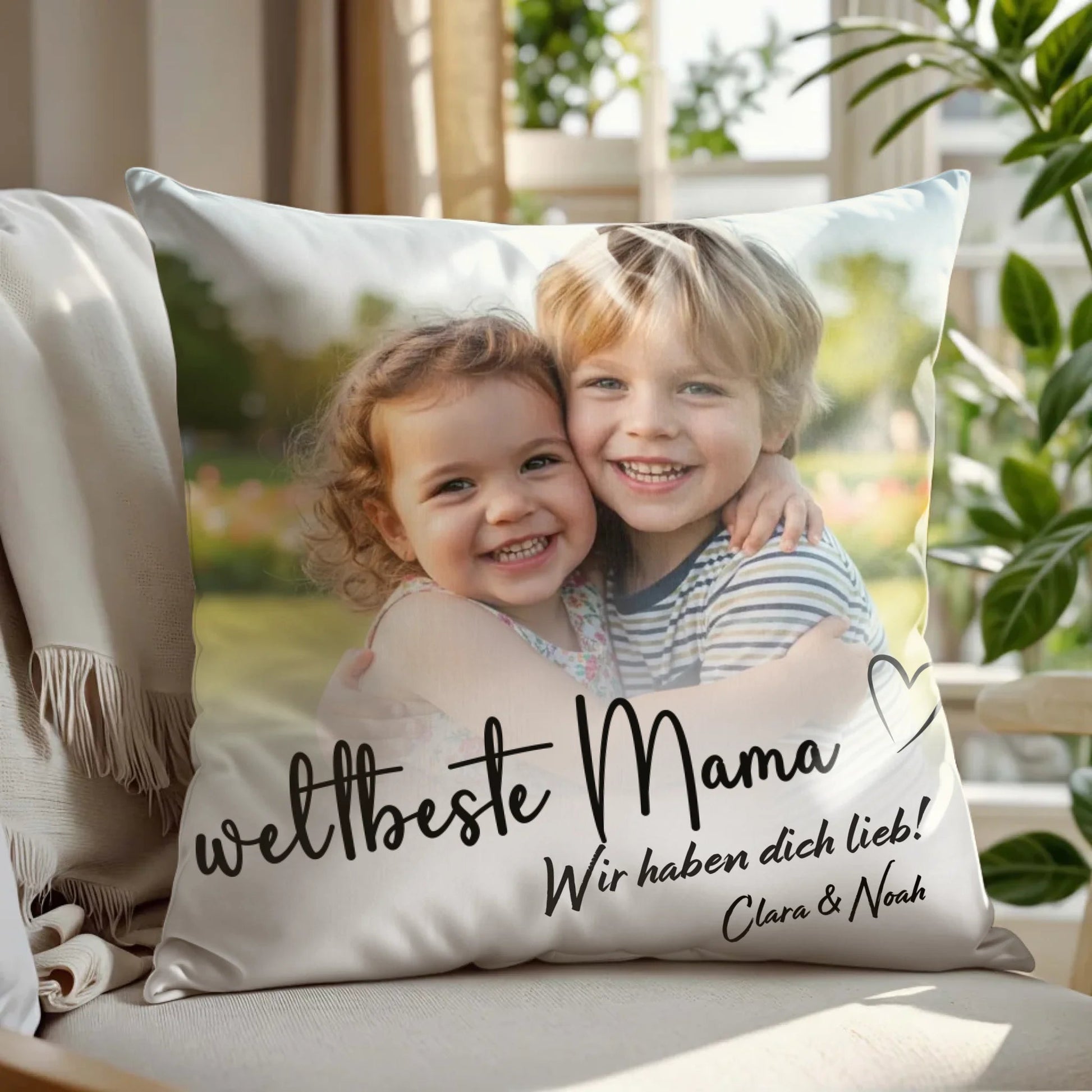 Personalisiertes Kissen - "Weltbeste Mama mit Foto" - LeinwandGlück
