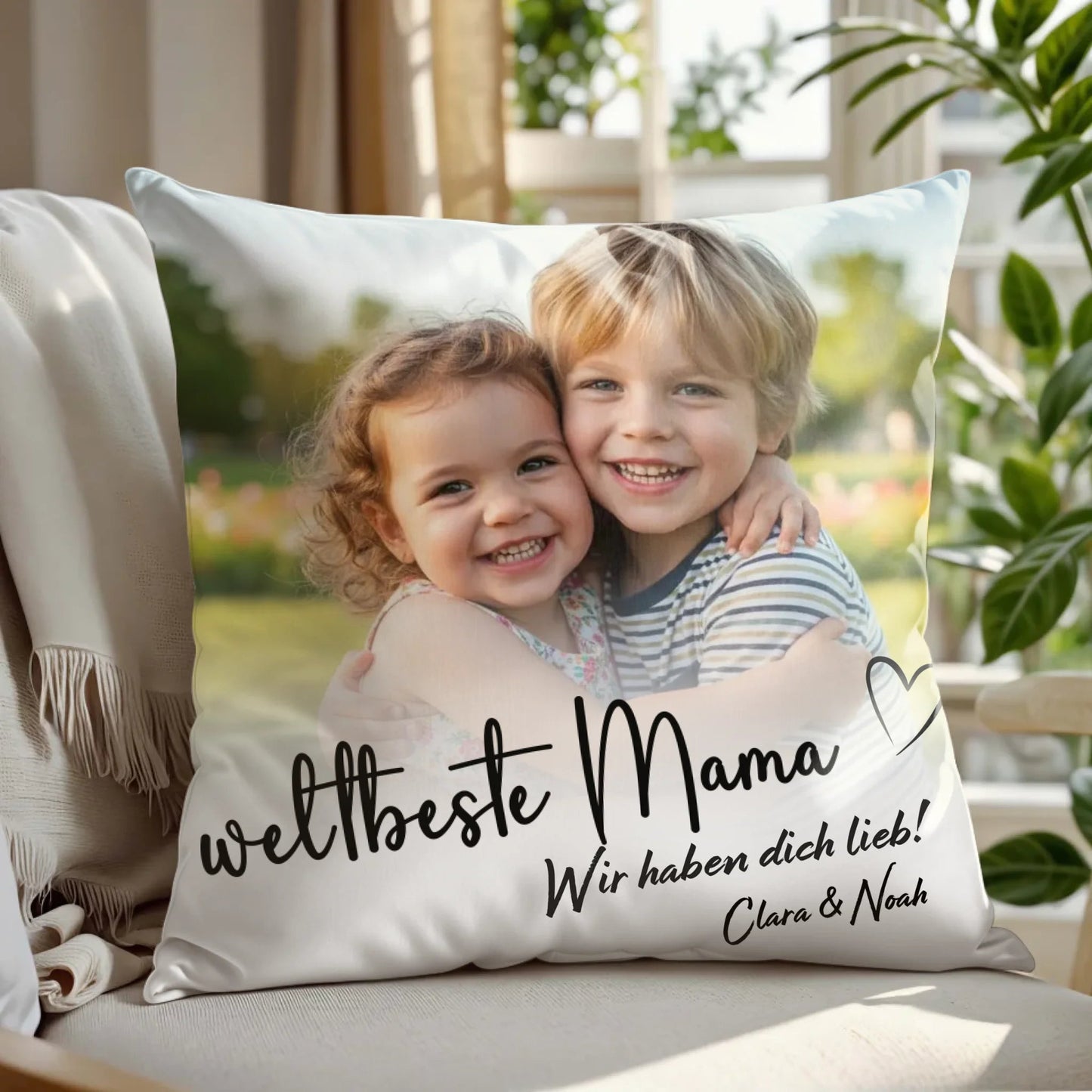Personalisiertes Kissen - "Weltbeste Mama mit Foto" - LeinwandGlück
