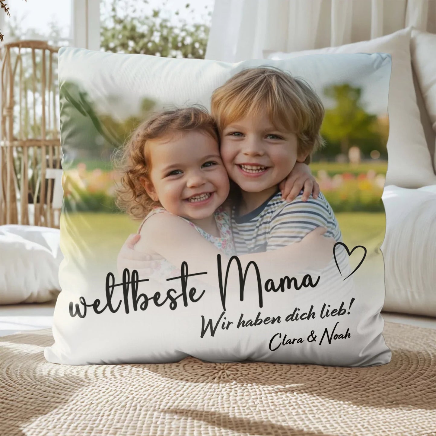 Personalisiertes Kissen - "Weltbeste Mama mit Foto" - LeinwandGlück
