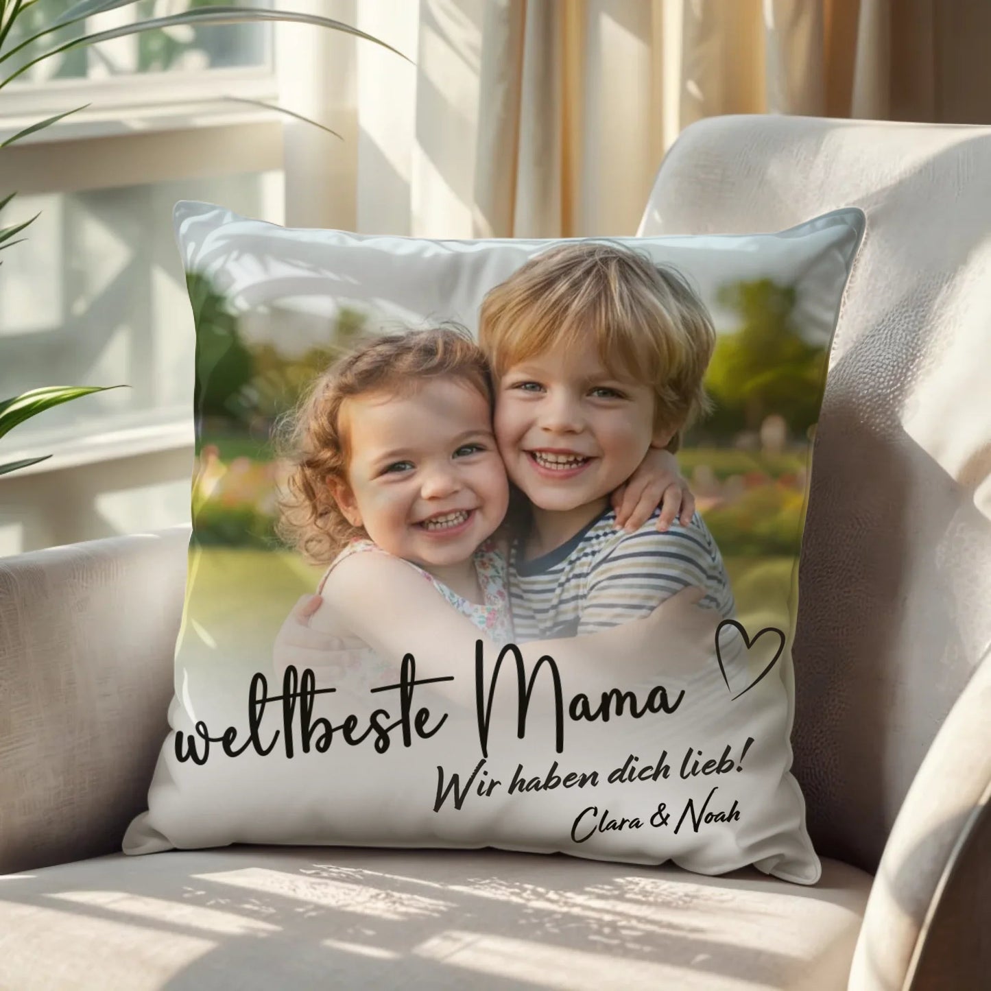 Personalisiertes Kissen - "Weltbeste Mama mit Foto" - LeinwandGlück
