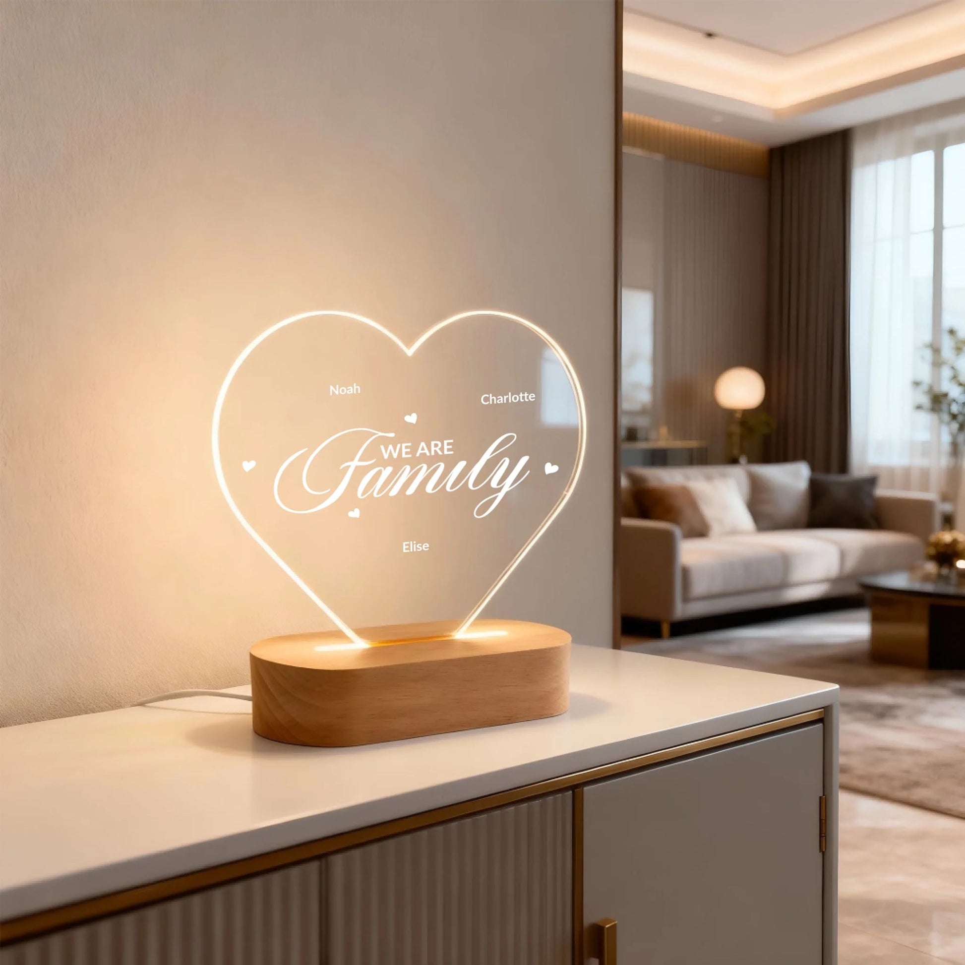 Personalisiertes LED Licht "We Are Family" - LeinwandGlück