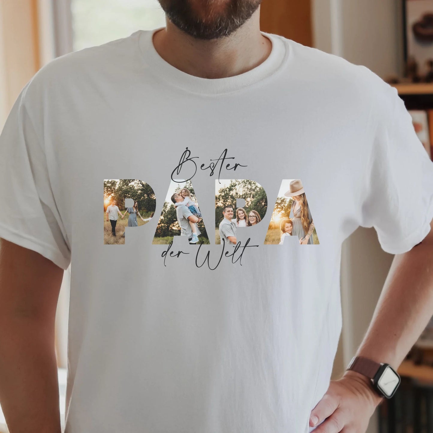 Personalisiertes T-Shirt - "Bester Papa | Foto" - LeinwandGlück