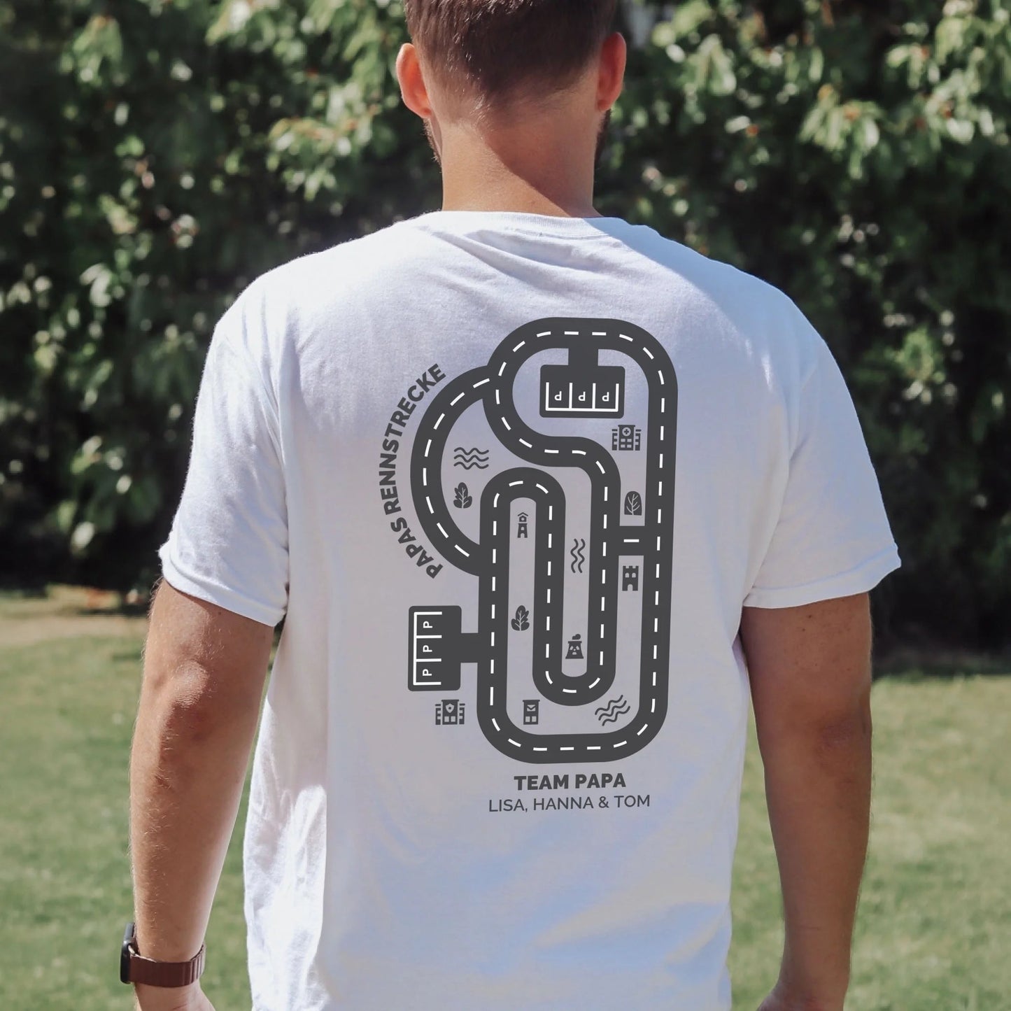 Personalisiertes T-Shirt - "Papa Rennstrecke" - LeinwandGlück