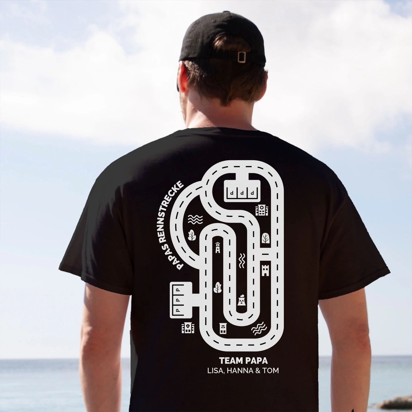 Personalisiertes T-Shirt - "Papa Rennstrecke" - LeinwandGlück