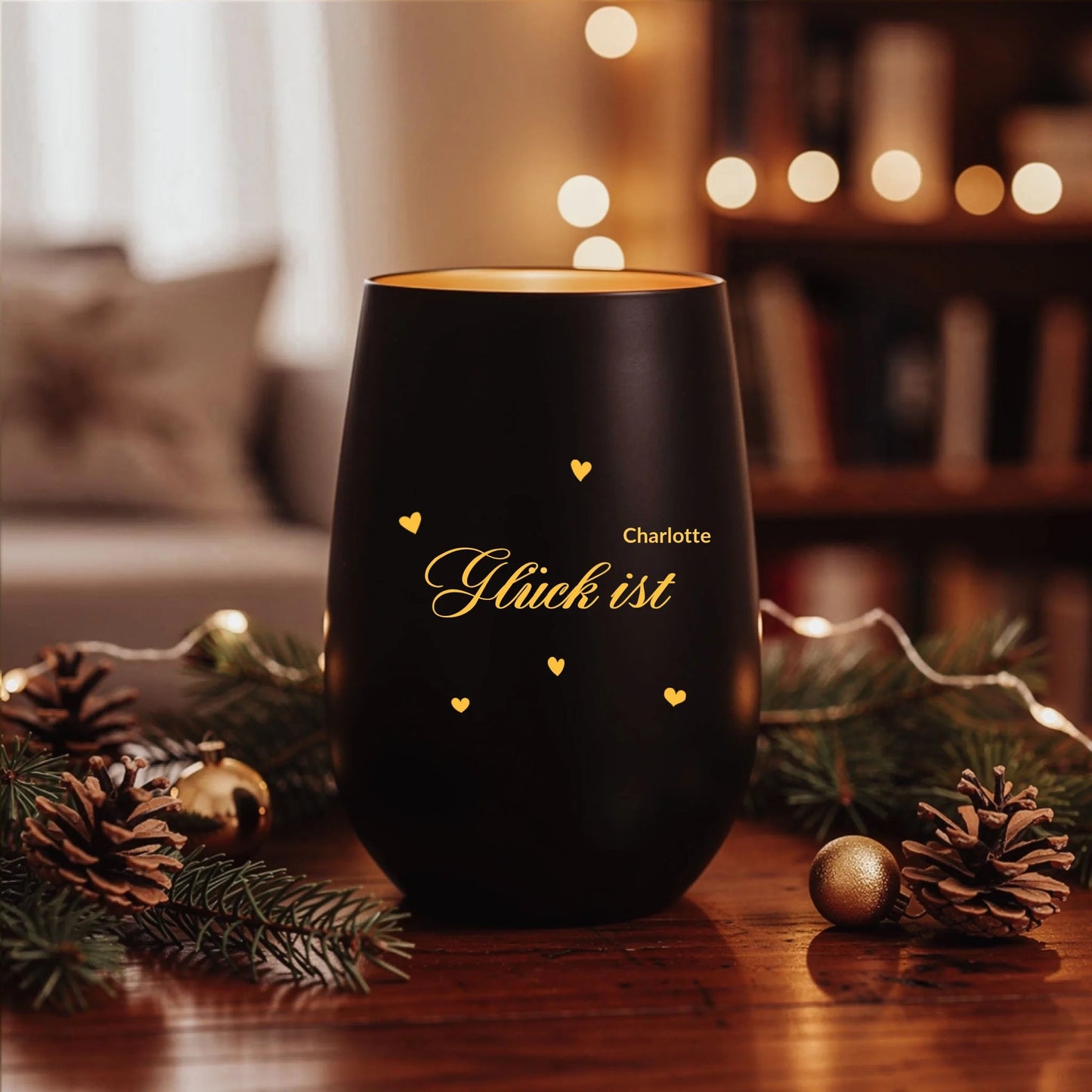 Personalisiertes Windlicht "Glück ist..." - LeinwandGlück