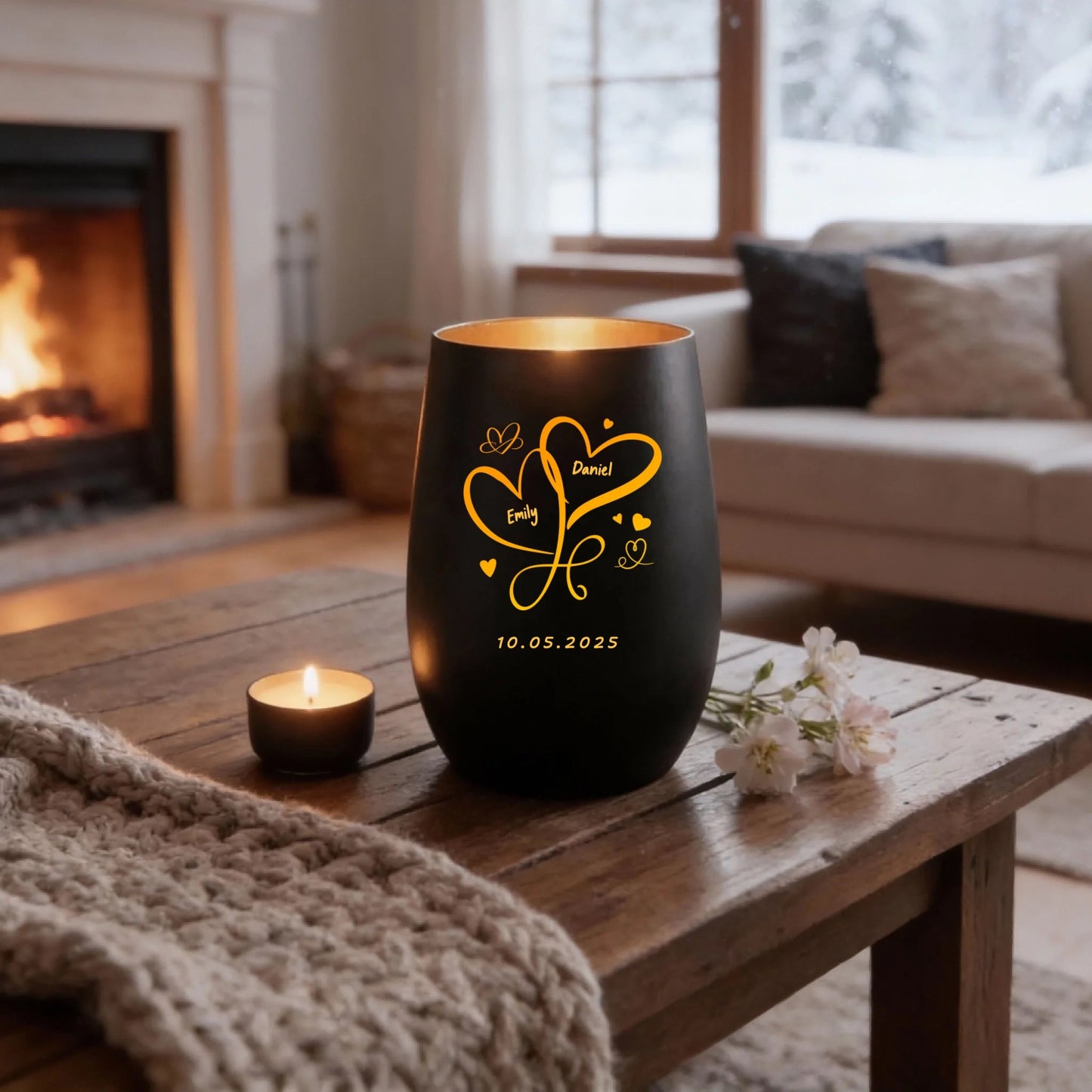 Personalisiertes Windlicht - "Valentin" - LeinwandGlück