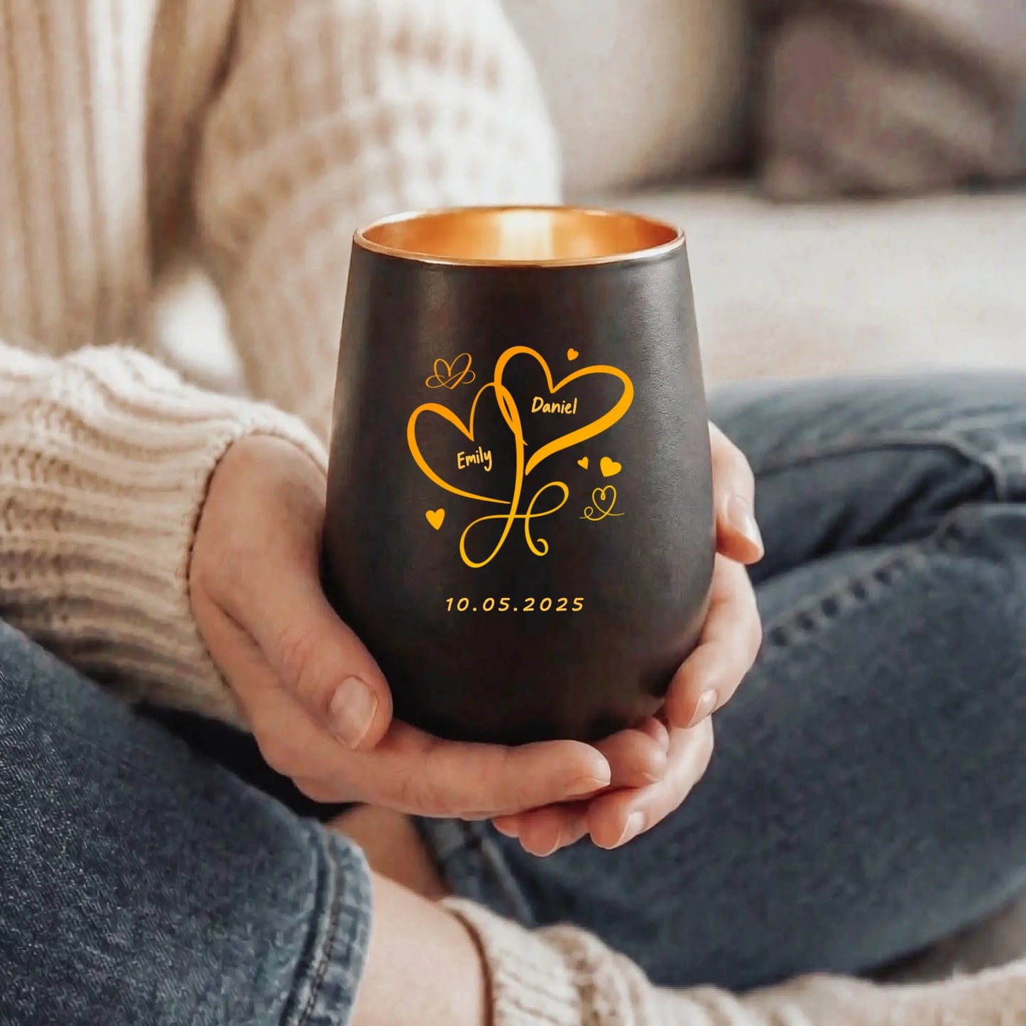 Personalisiertes Windlicht - "Valentin" - LeinwandGlück